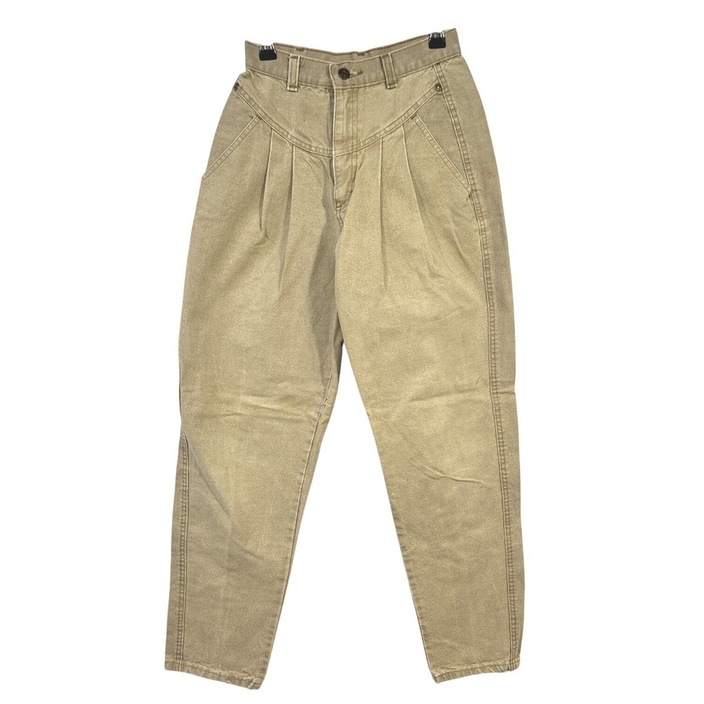 VTG Zena Jeans Womens 5 Khaki High‎ Waist Pleated 80s Western USA Made